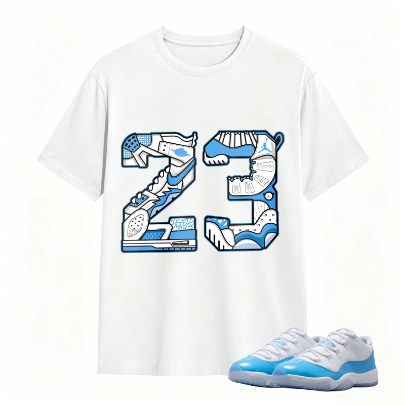 Number 23 With Jordan 11 University Blue Sneaker Design Shirt To Match Jordan 11 University Blue - Sneaker Match Shirt