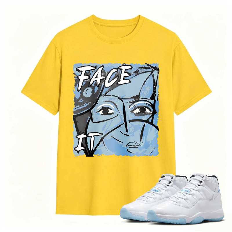 Face It Art Design Shirt To Match Air Jordan 11 White Legend Blue - Sneaker Match Shirt