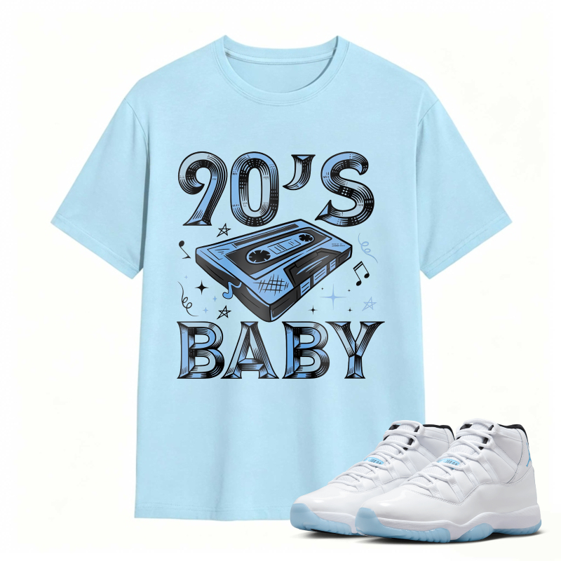 90s Baby Cassette Tape Design Shirt to Match Air Jordan 11 White Legend Blue - Sneaker Match Shirt