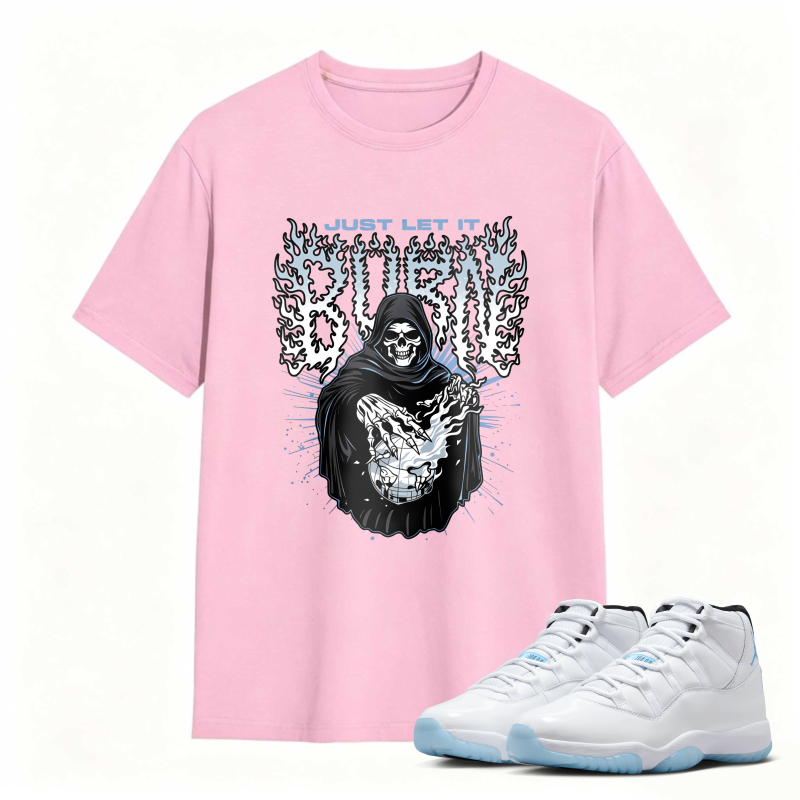Grim Reaper With Skull And Wings Design Shirt To Match Air Jordan 11 White Legend Blue - Sneaker Match Shirt