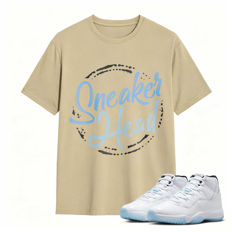 Sneaker Head Logo Shirt To Match Air Jordan 11 White Legend Blue - Sneaker Match Shirt