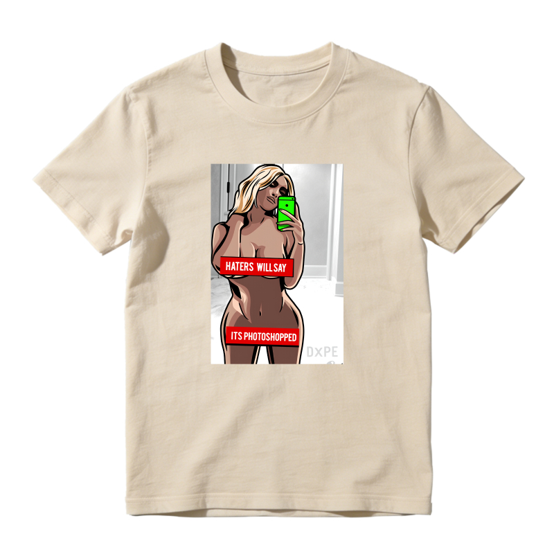 Cartoon Woman Taking Selfie With Phone And Text Haters Will Say Its Photoshopped Shirt To Match Air Jordan 13 Chicago Sneaker Match Shirt