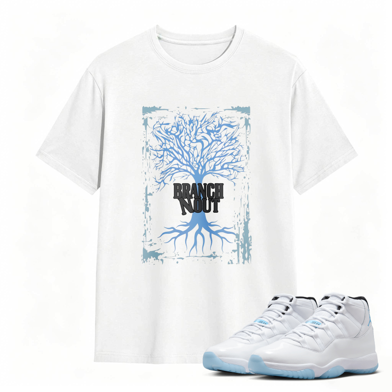 Tree Branch Roots Design Shirt To Match Air Jordan 11 White Legend Blue Sneaker Match Shirt