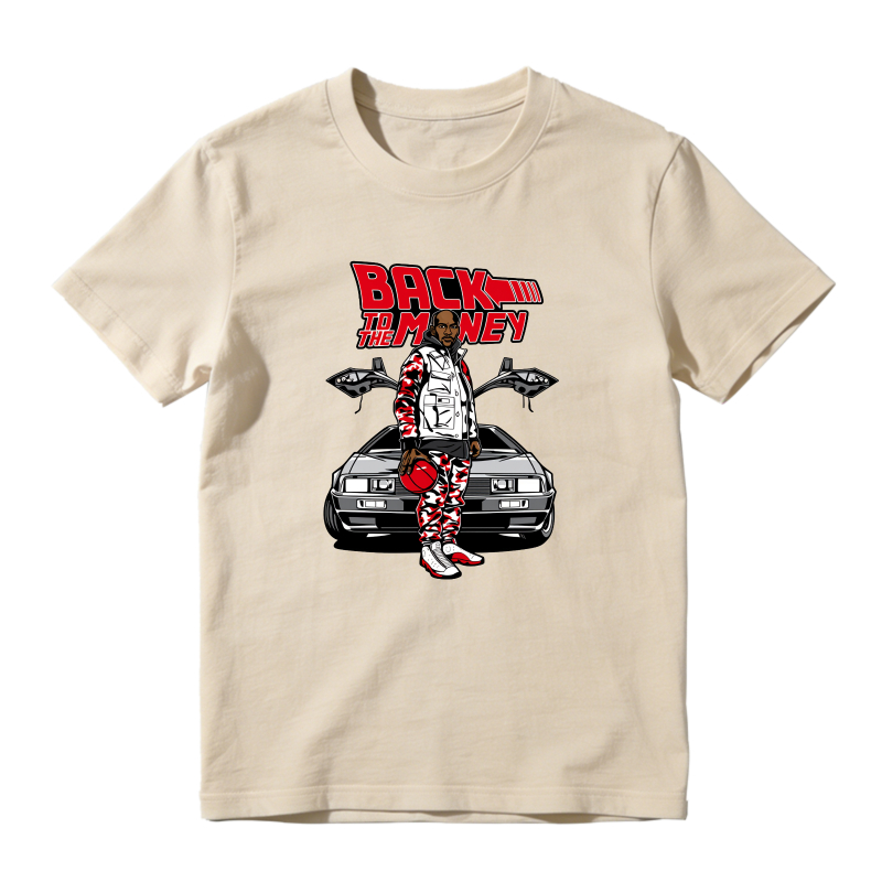 Back To The Money Graphic With Car And Character Shirt To Match Air Jordan 13 Chicago - Sneaker Match Shirt