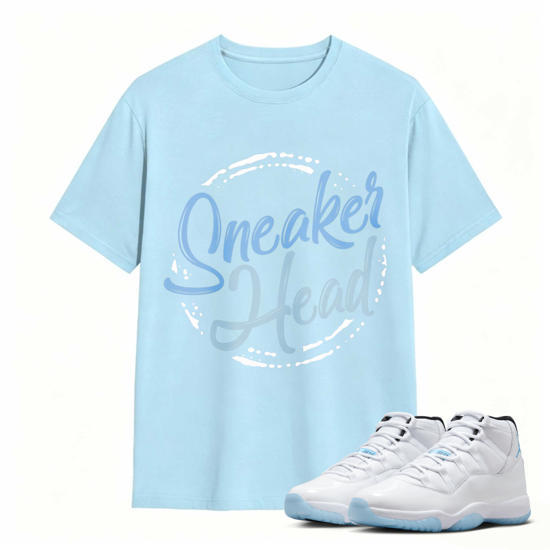 Sneaker Head Logo Shirt To Match Air Jordan 11 White Legend Blue - Sneaker Match Shirt