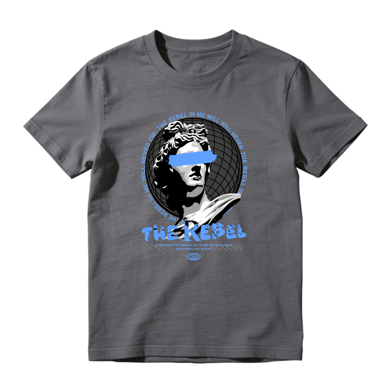 Rebel Theme With Classic Portrait And Bold Text Shirt To Match Jordan 14 Black And University Blue - Sneaker Match Shirt
