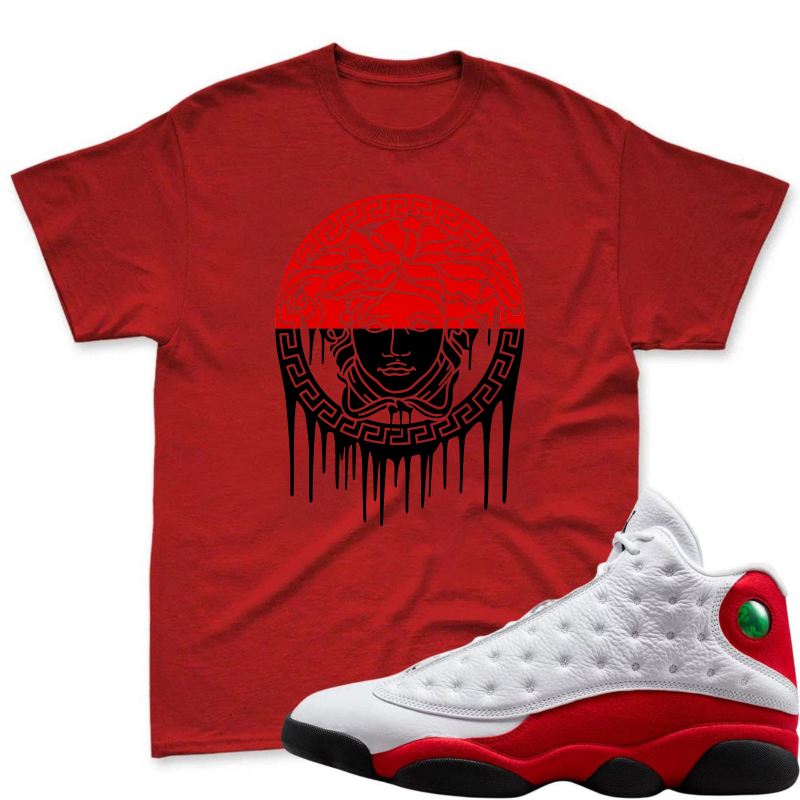 Medusa Head With Greek Pattern And Dripping Effect Shirt To Match Air Jordan 13 Chicago - Sneaker Match Shirt
