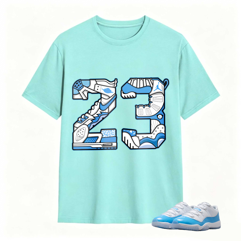 Number 23 With Jordan 11 University Blue Sneaker Design Shirt To Match Jordan 11 University Blue - Sneaker Match Shirt