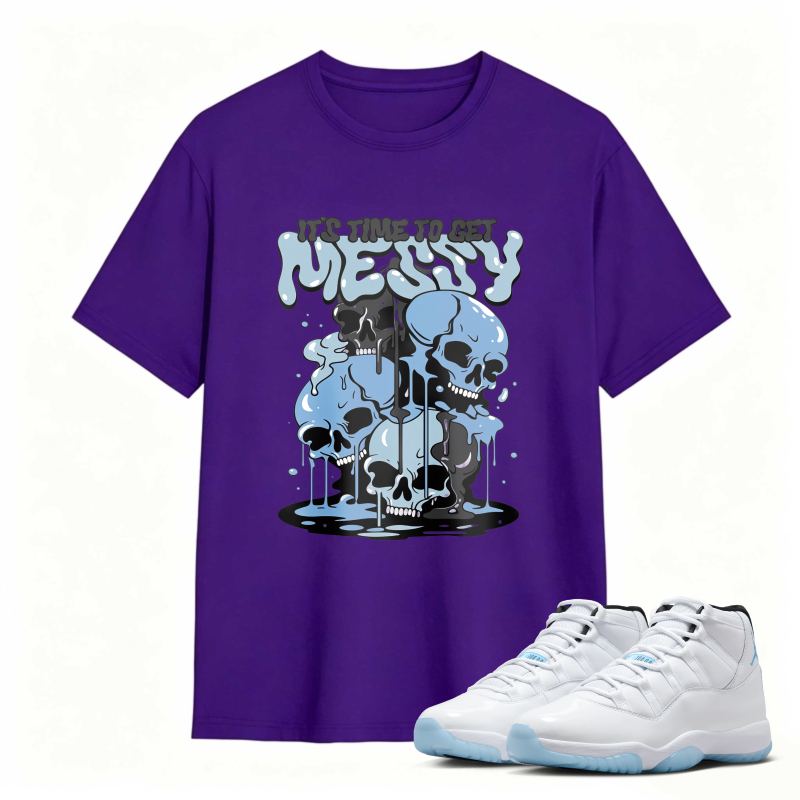 Skull And Dripping Blue Design Shirt To Match Air Jordan 11 White Legend Blue - Sneaker Match Shirt