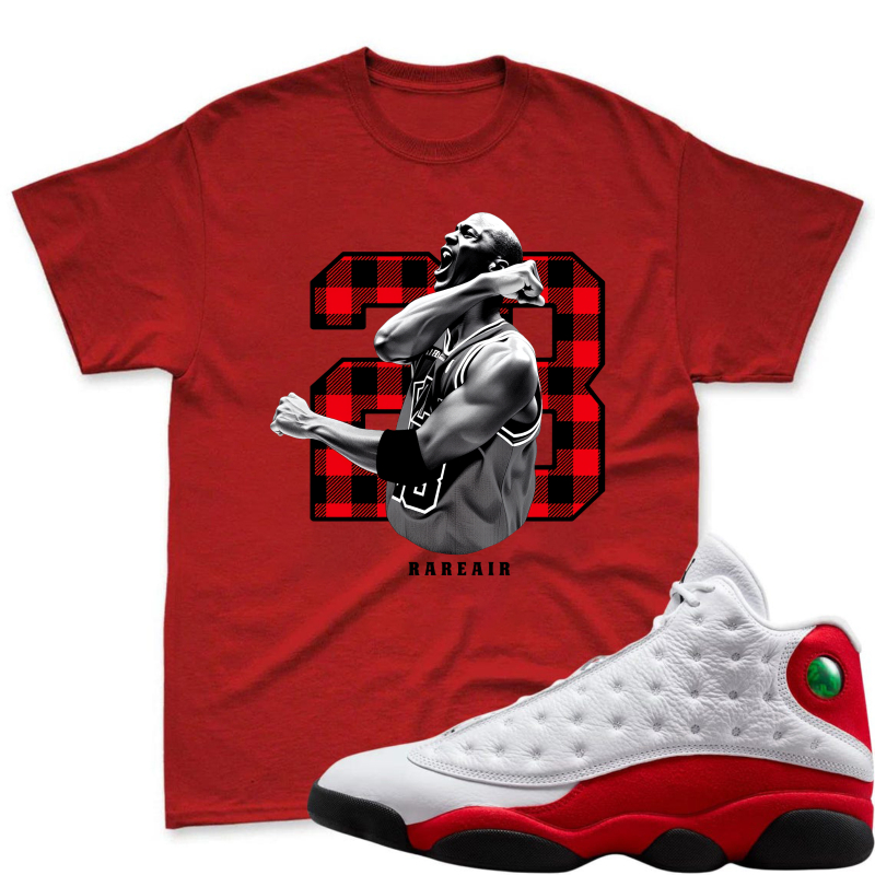 Michael Jordan Number 23 Plaid Design Shirt To Match Air Jordan 13 Chicago - Sneaker Match Shirt