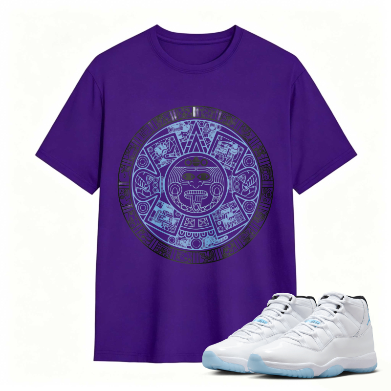 Aztec Calendar Design Shirt to Match Air Jordan 11 White Legend Blue - Sneaker Match Shirt