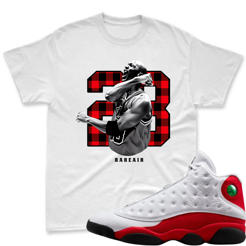 Michael Jordan Number 23 Plaid Design Shirt To Match Air Jordan 13 Chicago - Sneaker Match Shirt