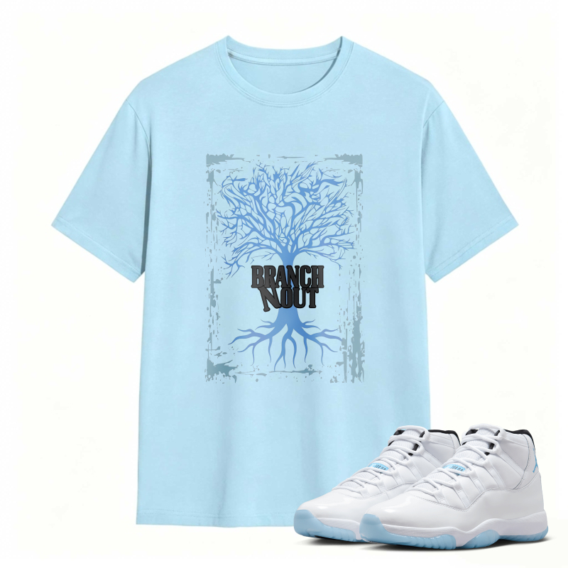 Tree Branch Roots Design Shirt To Match Air Jordan 11 White Legend Blue Sneaker Match Shirt