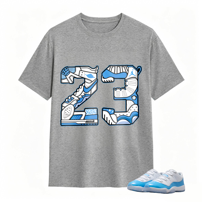 Number 23 With Jordan 11 University Blue Sneaker Design Shirt To Match Jordan 11 University Blue - Sneaker Match Shirt