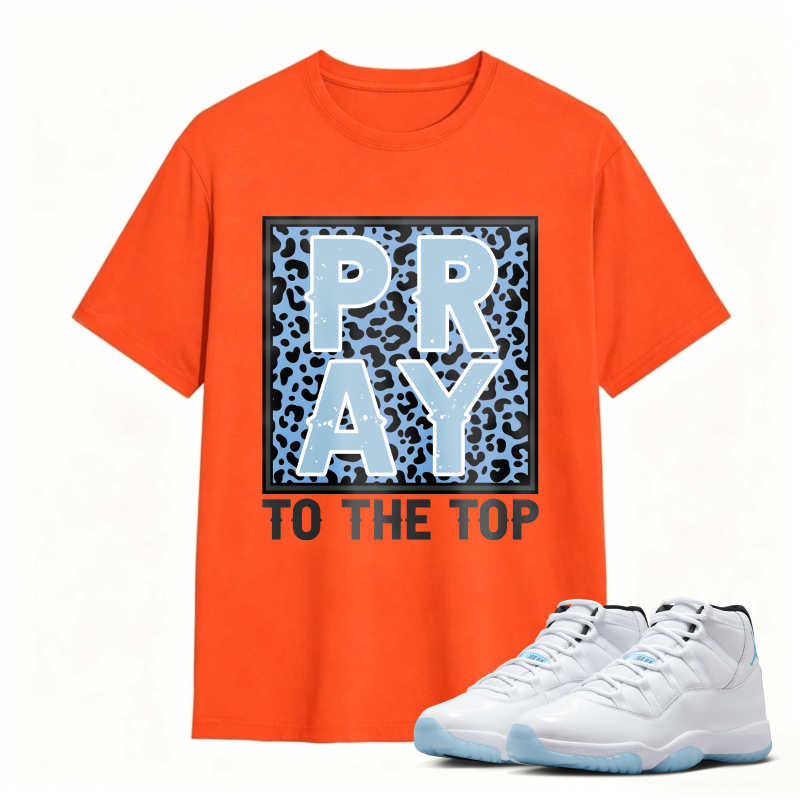 Pray To The Top Leopard Print Shirt To Match Air Jordan 11 White Legend Blue Sneaker Match Shirt