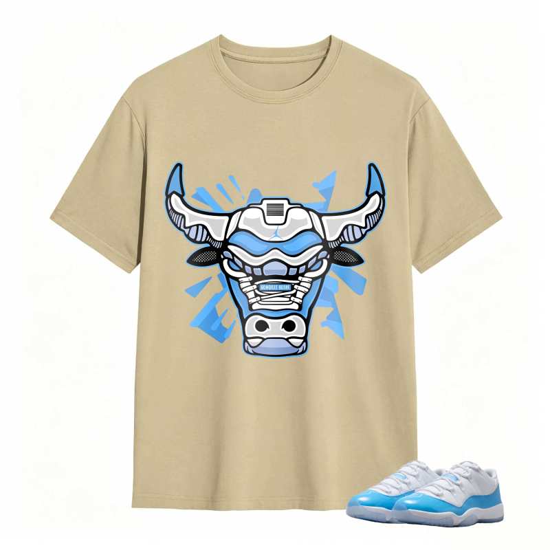 Bull Head With Blue And White Design Shirt To Match Jordan 11 University Blue Sneaker Match Shirt