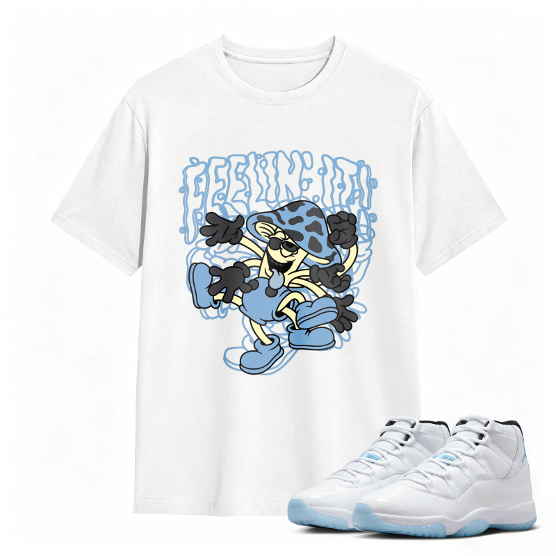 Cartoon Character With Blue Hat And Shoes Shirt To Match Air Jordan 11 White Legend Blue Sneaker Match Shirt