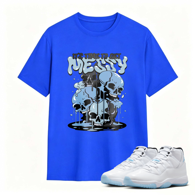 Skull And Dripping Blue Design Shirt To Match Air Jordan 11 White Legend Blue - Sneaker Match Shirt