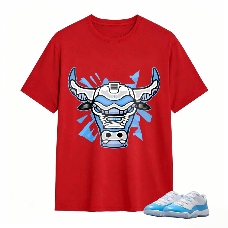 Bull Head With Blue And White Design Shirt To Match Jordan 11 University Blue Sneaker Match Shirt