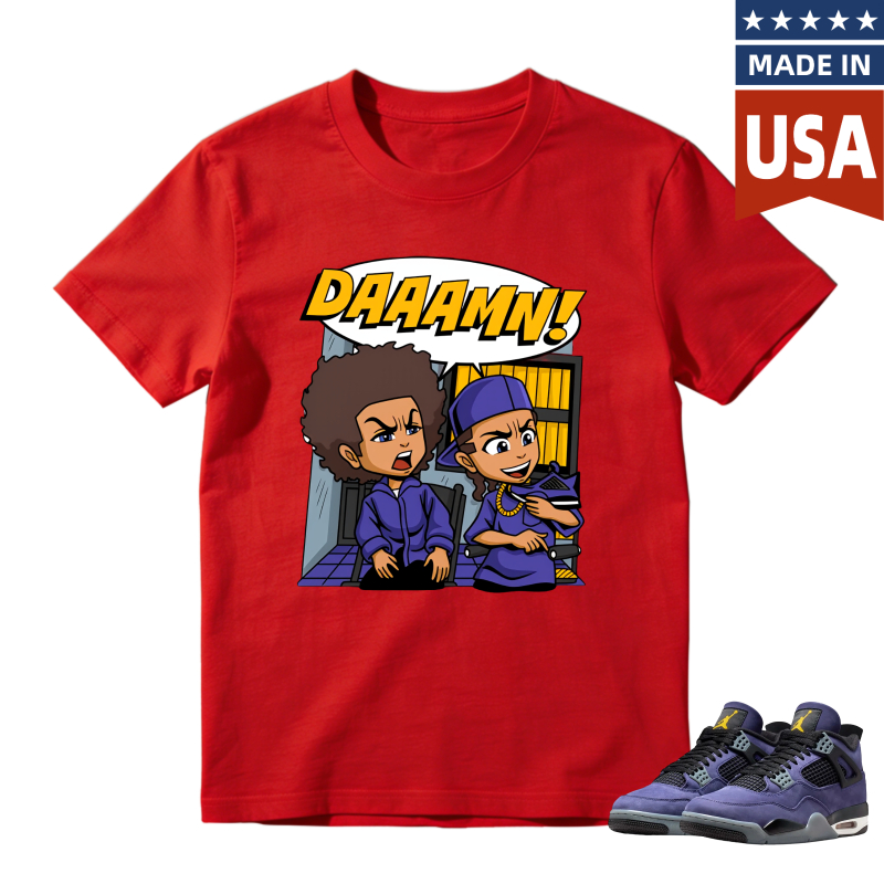 Cartoon Characters Daaamn Shirt To Match Jordan 4 Lakers Imperial Purple Sneaker Match Shirt