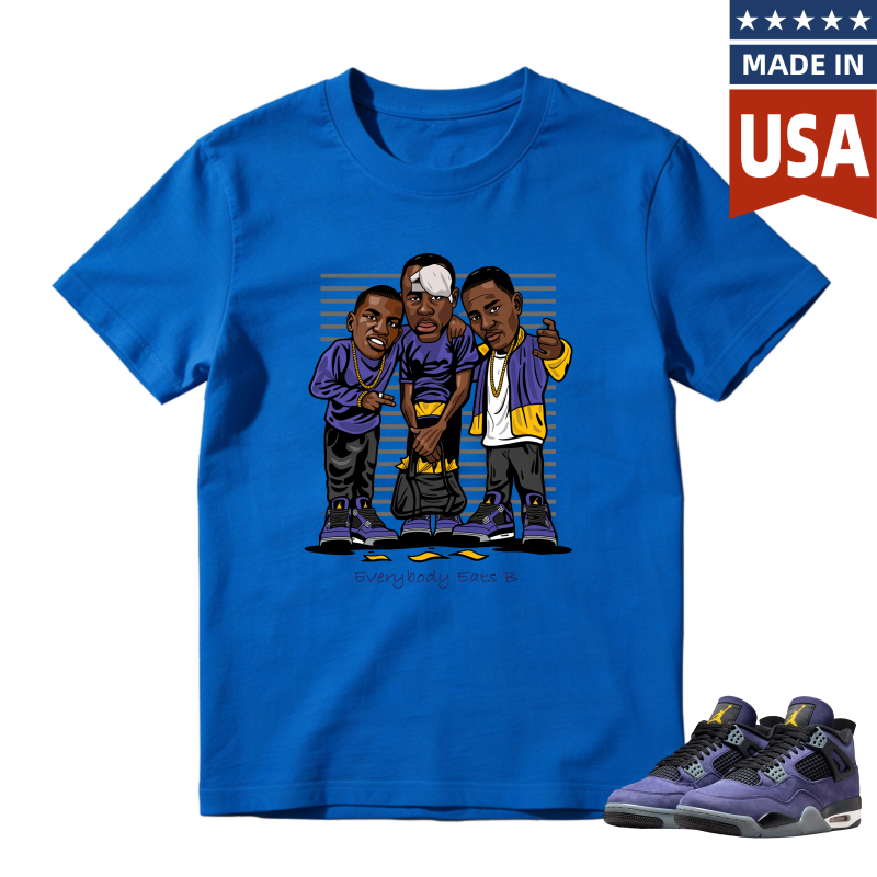 Cartoon Lakers Players Shirt to Match Jordan 4 Lakers Imperial Purple - Sneaker Match Shirt