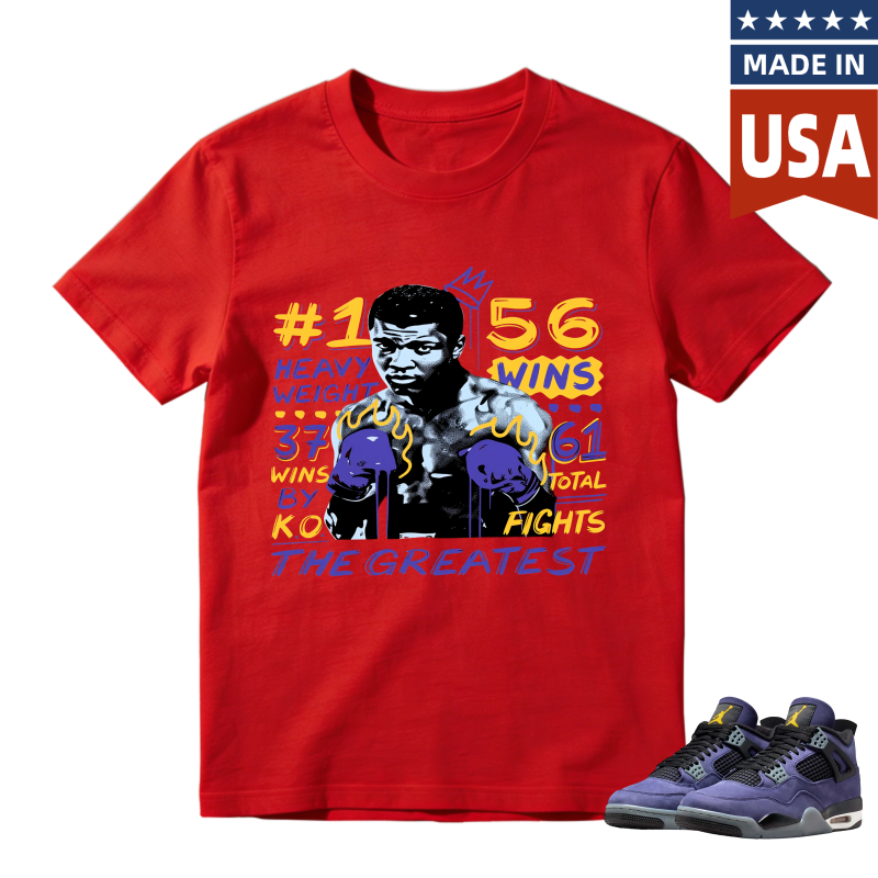Muhammad Ali Boxing Stats And Legacy Shirt To Match Jordan 4 Lakers Imperial Purple Sneaker Match Shirt