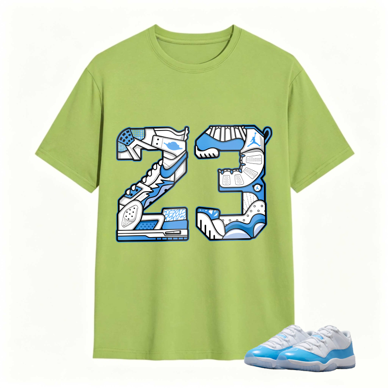 Number 23 With Jordan 11 University Blue Sneaker Design Shirt To Match Jordan 11 University Blue - Sneaker Match Shirt