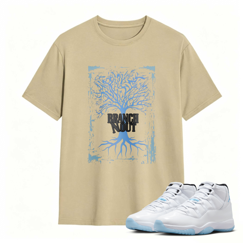 Tree Branch Roots Design Shirt To Match Air Jordan 11 White Legend Blue Sneaker Match Shirt
