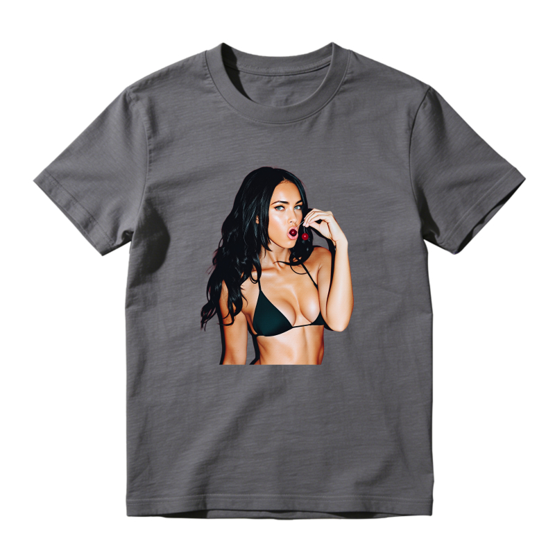 Woman In Bikini Holding Cherry Shirt To Match Air Jordan 13 Chicago - Sneaker Match Shirt