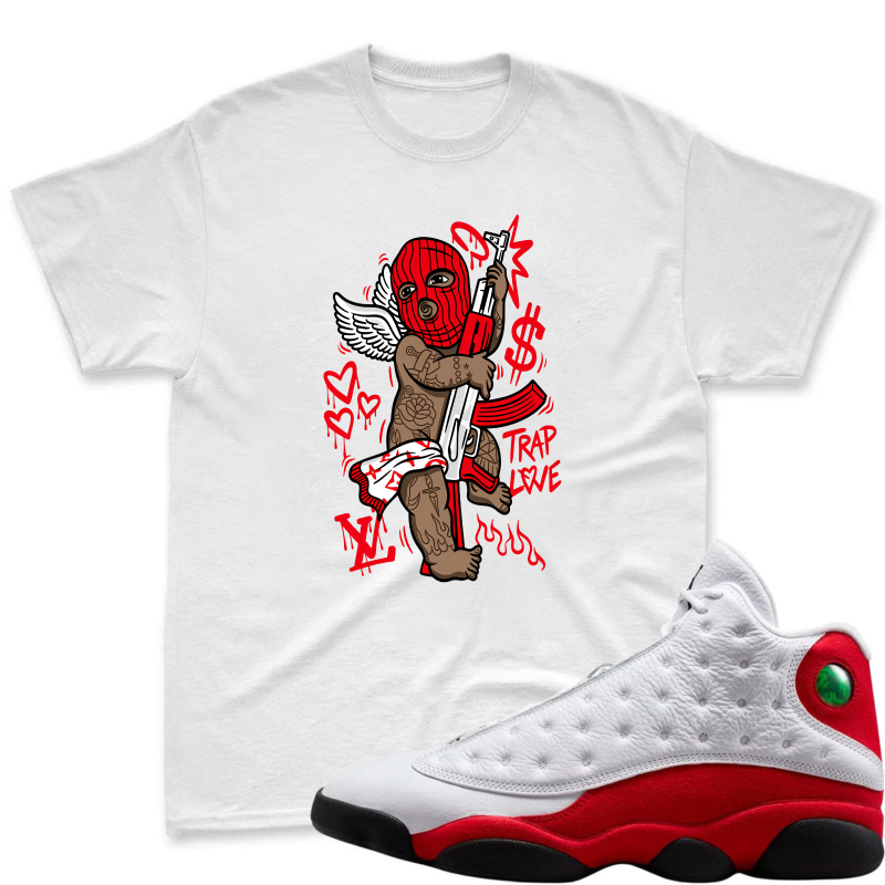 Cupid With Gun And Red Mask Pattern Shirt To Match Air Jordan 13 Chicago - Sneaker Match Shirt