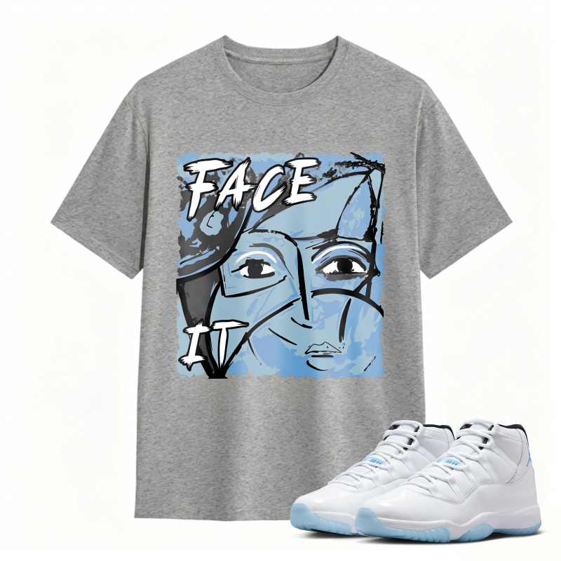 Face It Art Design Shirt To Match Air Jordan 11 White Legend Blue - Sneaker Match Shirt