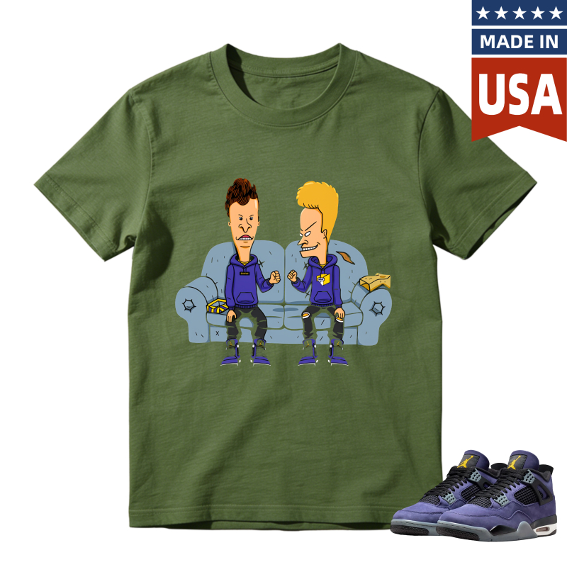 Beavis And Butthead On Couch Shirt To Match Jordan 4 Lakers Imperial Purple - Sneaker Match Shirt