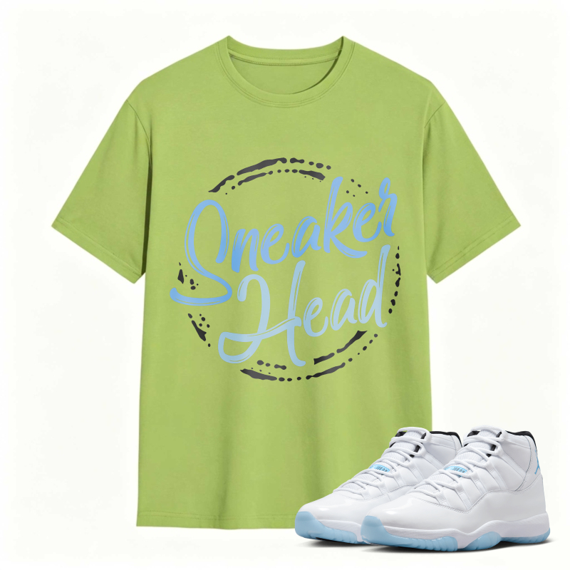 Sneaker Head Logo Shirt To Match Air Jordan 11 White Legend Blue - Sneaker Match Shirt