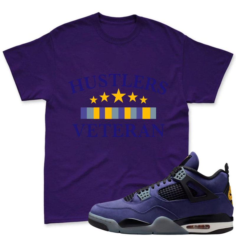 Hustlers Veteran With Stars And Stripes Shirt To Match Jordan 4 Lakers Imperial Purple - Sneaker Match Shirt