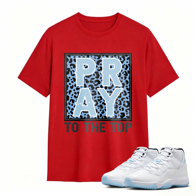 Pray To The Top Leopard Print Shirt To Match Air Jordan 11 White Legend Blue Sneaker Match Shirt