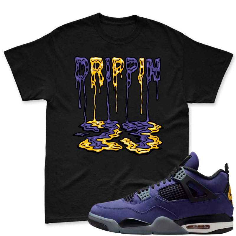 Drippy Lakers Logo Shirt to Match Jordan 4 Lakers Imperial Purple - Sneaker Match Shirt