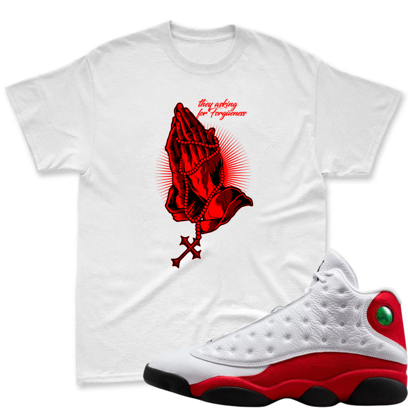 Praying Hands With Rosary And Cross Shirt To Match Air Jordan 13 Chicago - Sneaker Match Shirt