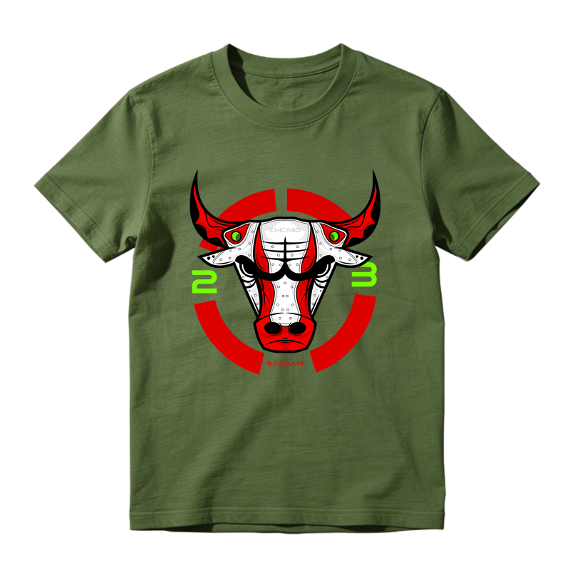 Bulls Logo With Red And Green Accents Shirt To Match Air Jordan 13 Chicago - Sneaker Match Shirt