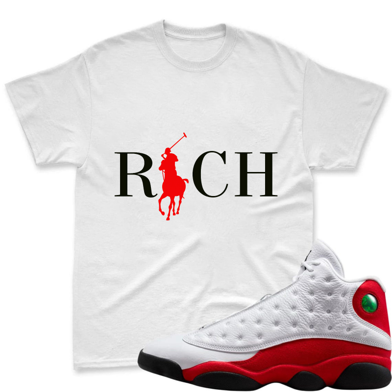 Roch Horse Logo Shirt To Match Air Jordan 13 Chicago Sneaker Match Shirt