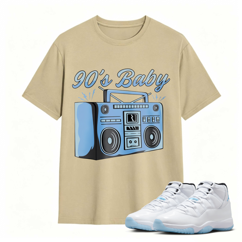 90s Baby Boombox Graphic Shirt to Match Air Jordan 11 White Legend Blue - Sneaker Match Shirt