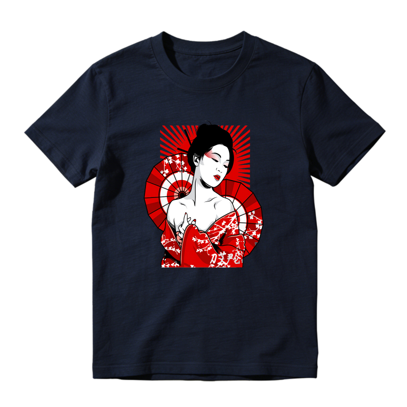 Geisha With Red Fan And Cherry Blossoms Shirt To Match Air Jordan 13 Chicago - Sneaker Match Shirt