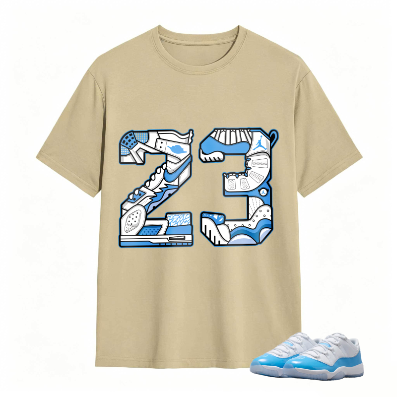 Number 23 With Jordan 11 University Blue Sneaker Design Shirt To Match Jordan 11 University Blue - Sneaker Match Shirt