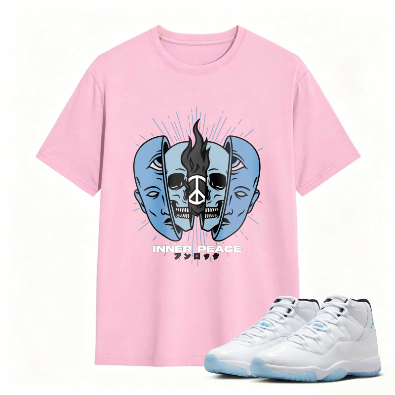 Skull And Dual Faces Design Shirt To Match Air Jordan 11 White Legend Blue - Sneaker Match Shirt