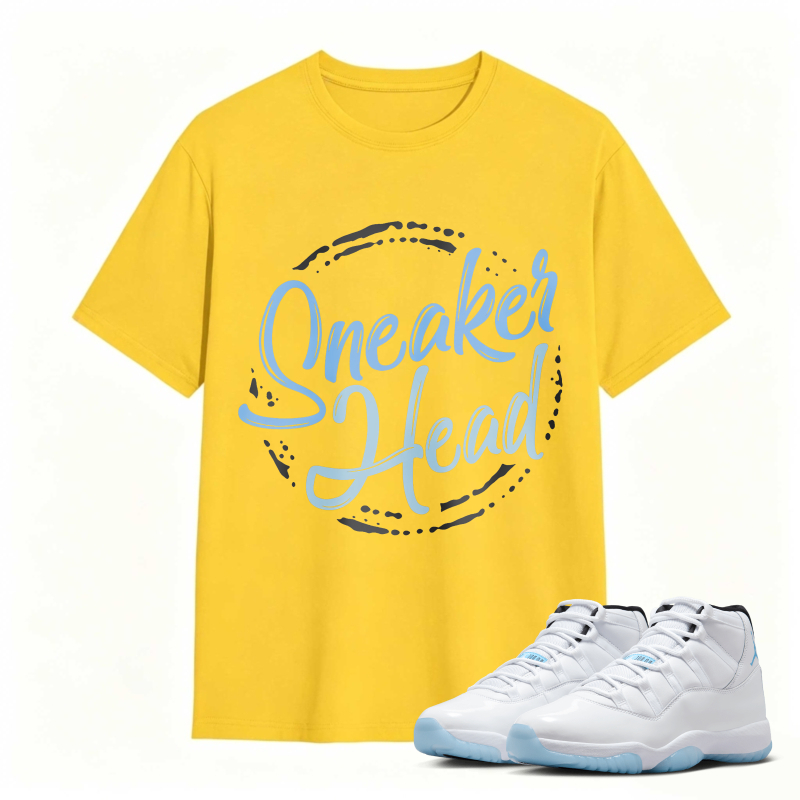 Sneaker Head Logo Shirt To Match Air Jordan 11 White Legend Blue - Sneaker Match Shirt