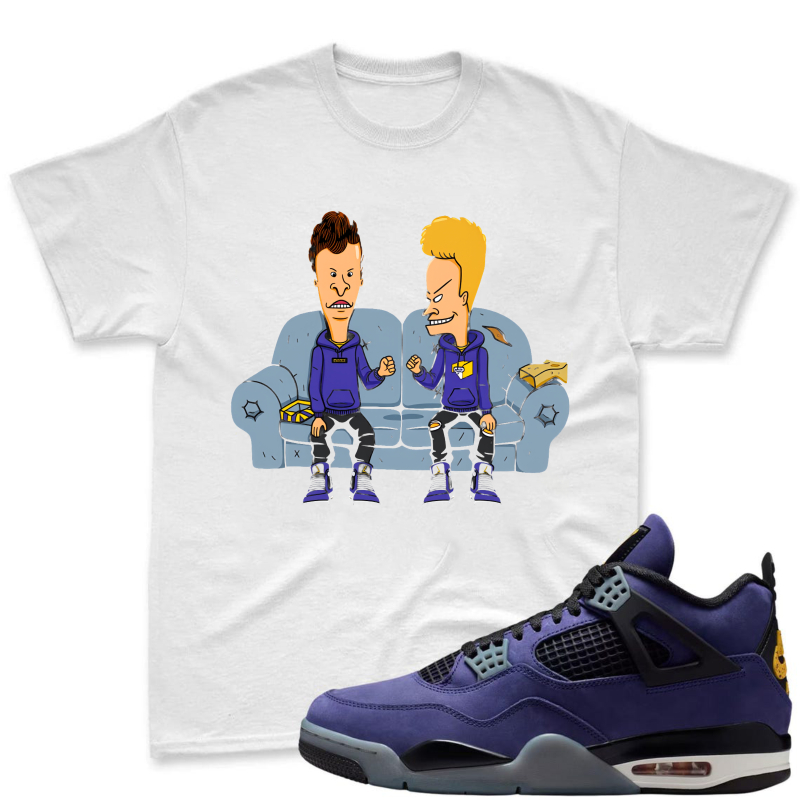 Beavis And Butthead On Couch Shirt To Match Jordan 4 Lakers Imperial Purple - Sneaker Match Shirt