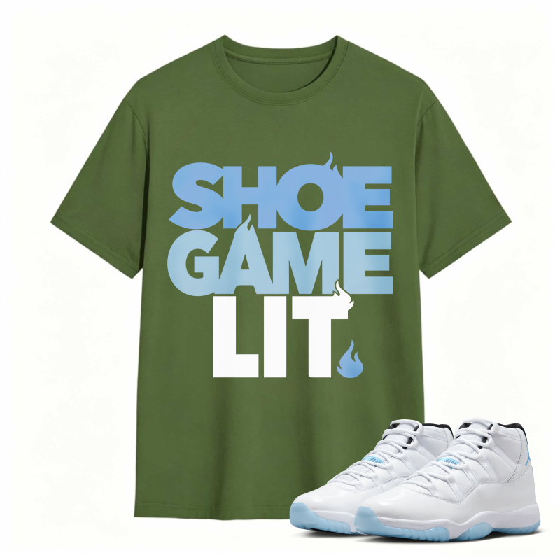 Shoe Game Lit Shirt To Match Air Jordan 11 White Legend Blue Sneaker Match Shirt