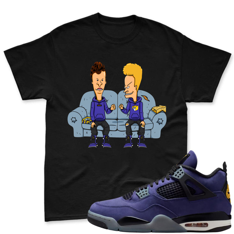 Beavis And Butthead On Couch Shirt To Match Jordan 4 Lakers Imperial Purple - Sneaker Match Shirt