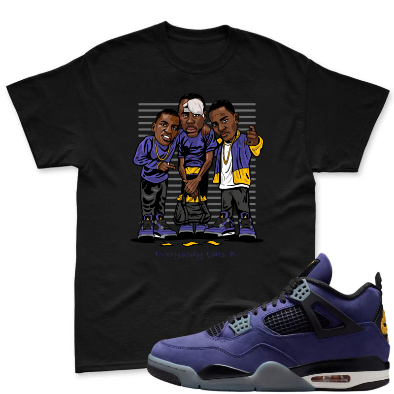 Cartoon Lakers Players Shirt to Match Jordan 4 Lakers Imperial Purple - Sneaker Match Shirt