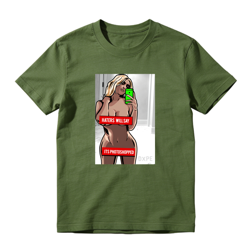 Cartoon Woman Taking Selfie With Phone And Text Haters Will Say Its Photoshopped Shirt To Match Air Jordan 13 Chicago Sneaker Match Shirt