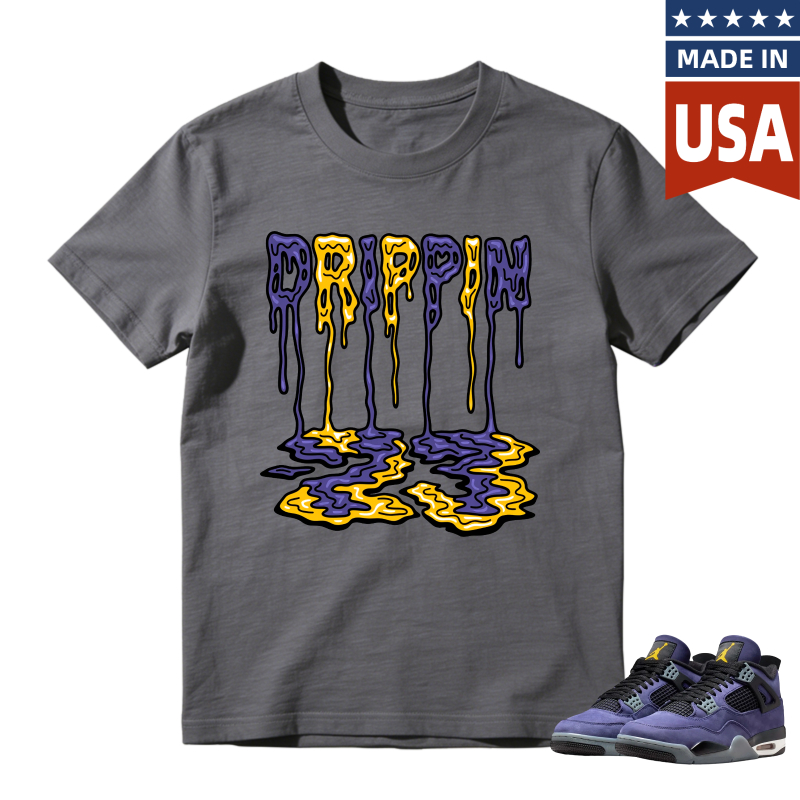 Drippy Lakers Logo Shirt to Match Jordan 4 Lakers Imperial Purple - Sneaker Match Shirt